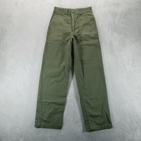 VTG Military Pants Mens 28x31 Green Army Field Trousers Durable Press‎ 80s
